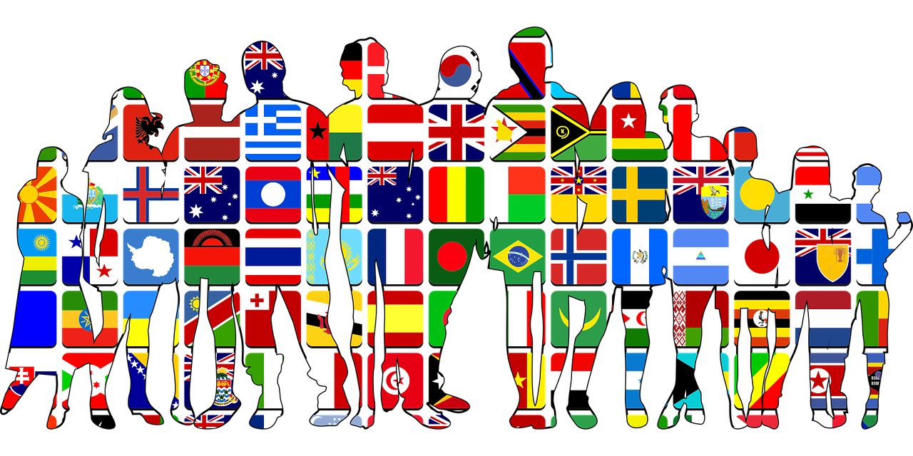 Foto con personas de diferentes países, que desean vivir en España